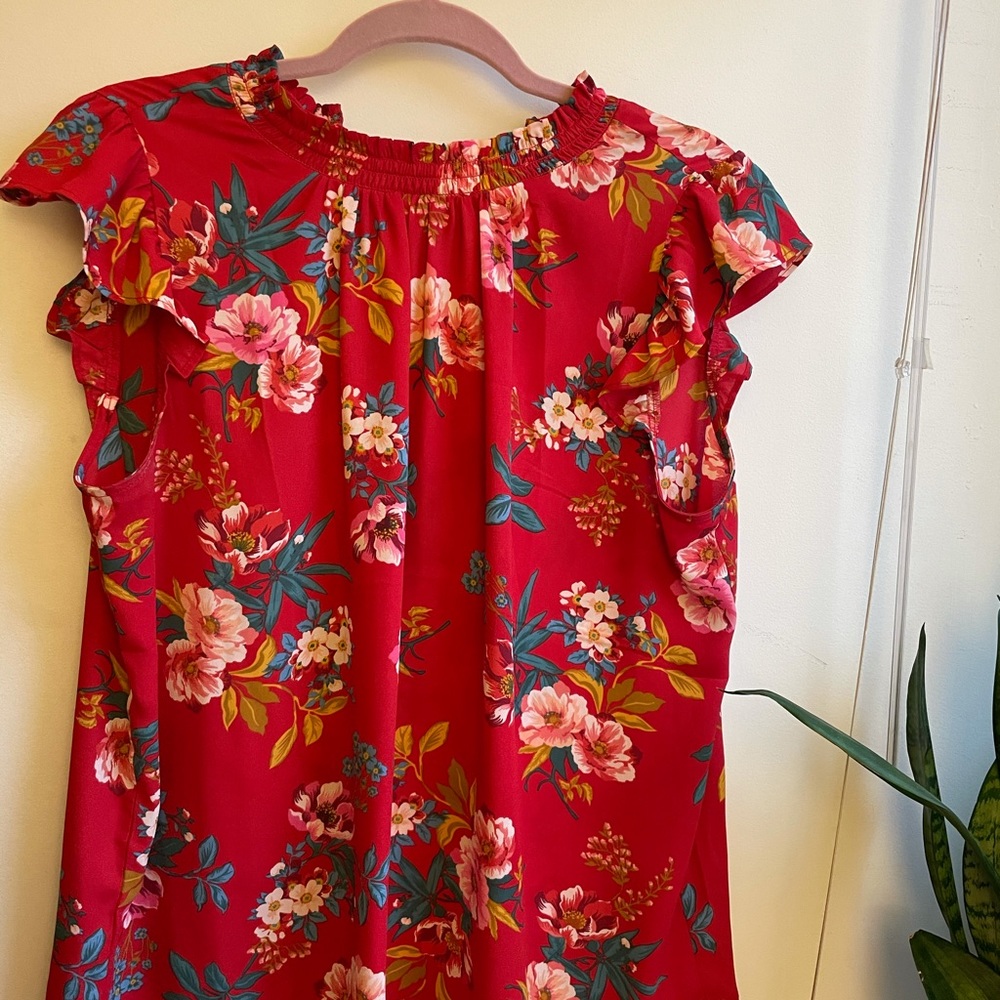 LOFT red floral top